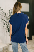 Dear Scarlett Sea You Soon Collared Top in Navy Womens