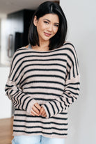 One Eleven Self Assured Striped Drop ShoulderSweater Tops