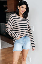 One Eleven Self Assured Striped Drop ShoulderSweater Tops