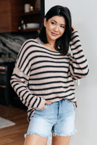 One Eleven Self Assured Striped Drop ShoulderSweater Tops