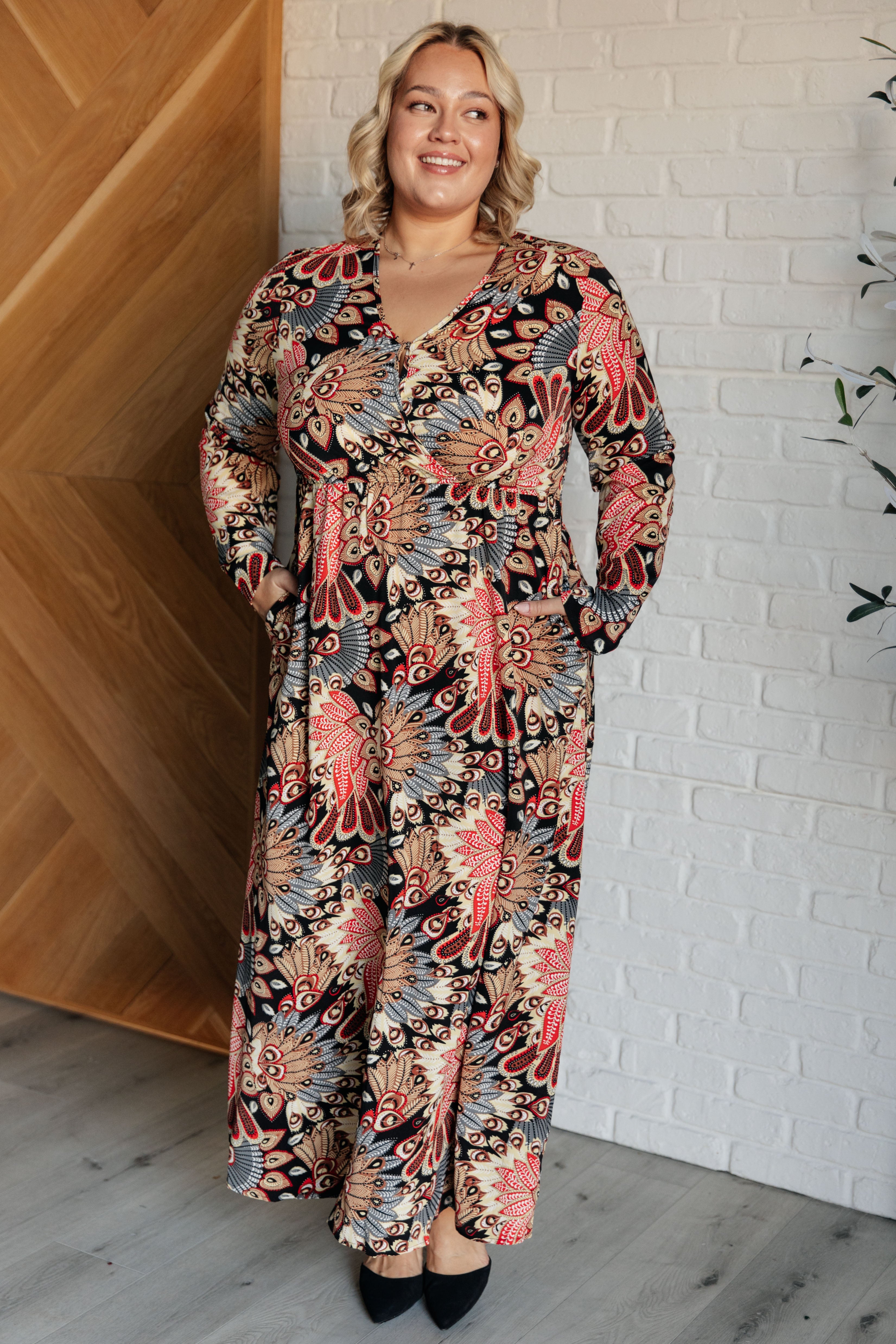 One Eleven North Send it Over Faux Wrap Maxi Dress Ave Shops