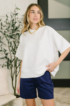 Zenana Sense of Clarity Boxy Ribbed Knit Top in Off White Womens