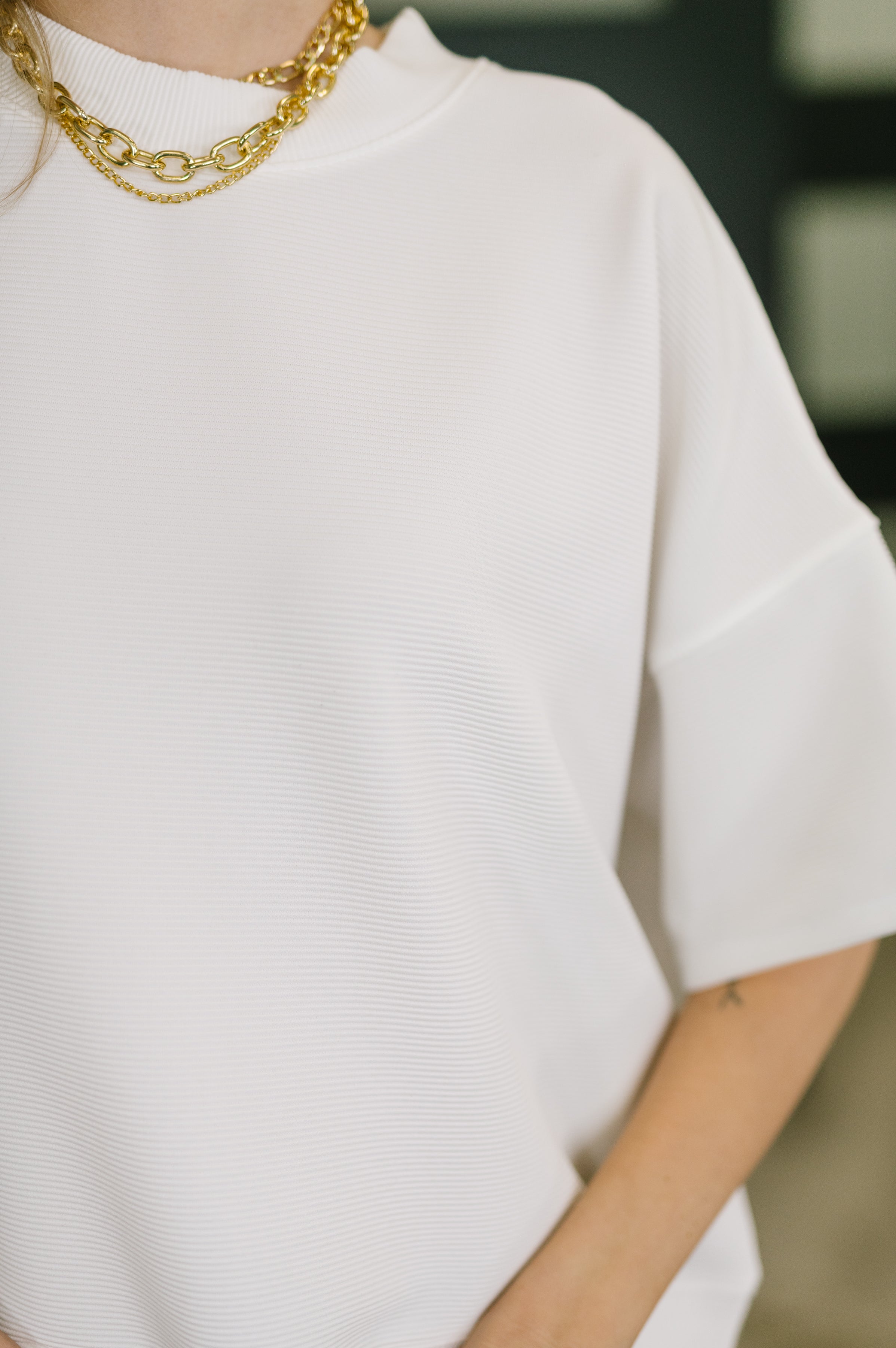 Zenana Sense of Clarity Boxy Ribbed Knit Top in Off White Womens