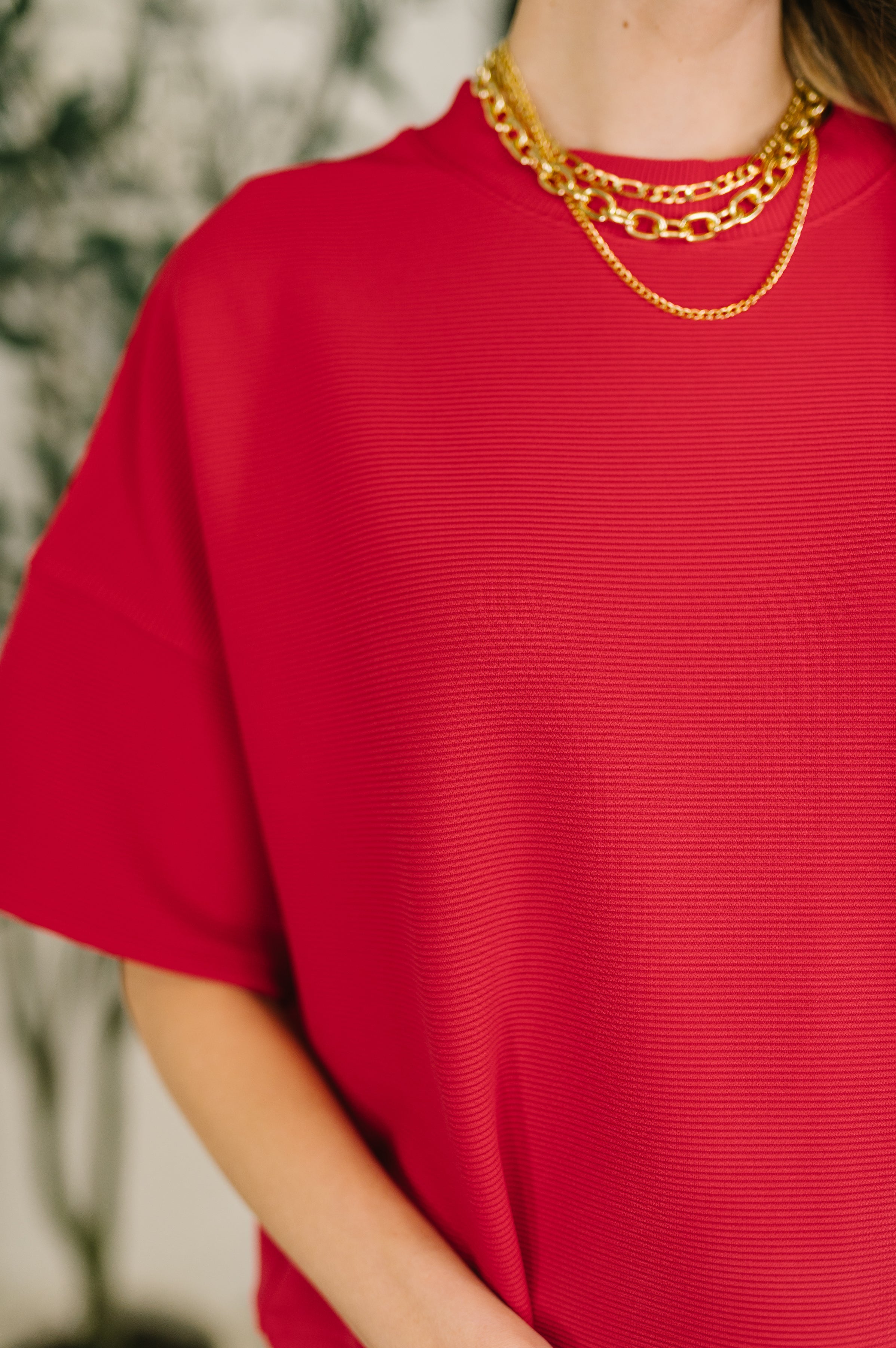 Zenana Sense of Clarity Boxy Ribbed Knit Top in Ruby Womens