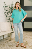 Zenana Sense of Clarity Boxy Top in Turquoise Womens