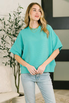 Zenana Sense of Clarity Boxy Top in Turquoise Womens