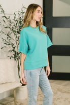 Zenana Sense of Clarity Boxy Top in Turquoise Womens