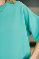 Zenana Sense of Clarity Boxy Top in Turquoise Womens