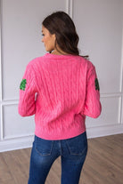 Southern Grace Sequin Trees Pink Cardigan Shirts & Tops