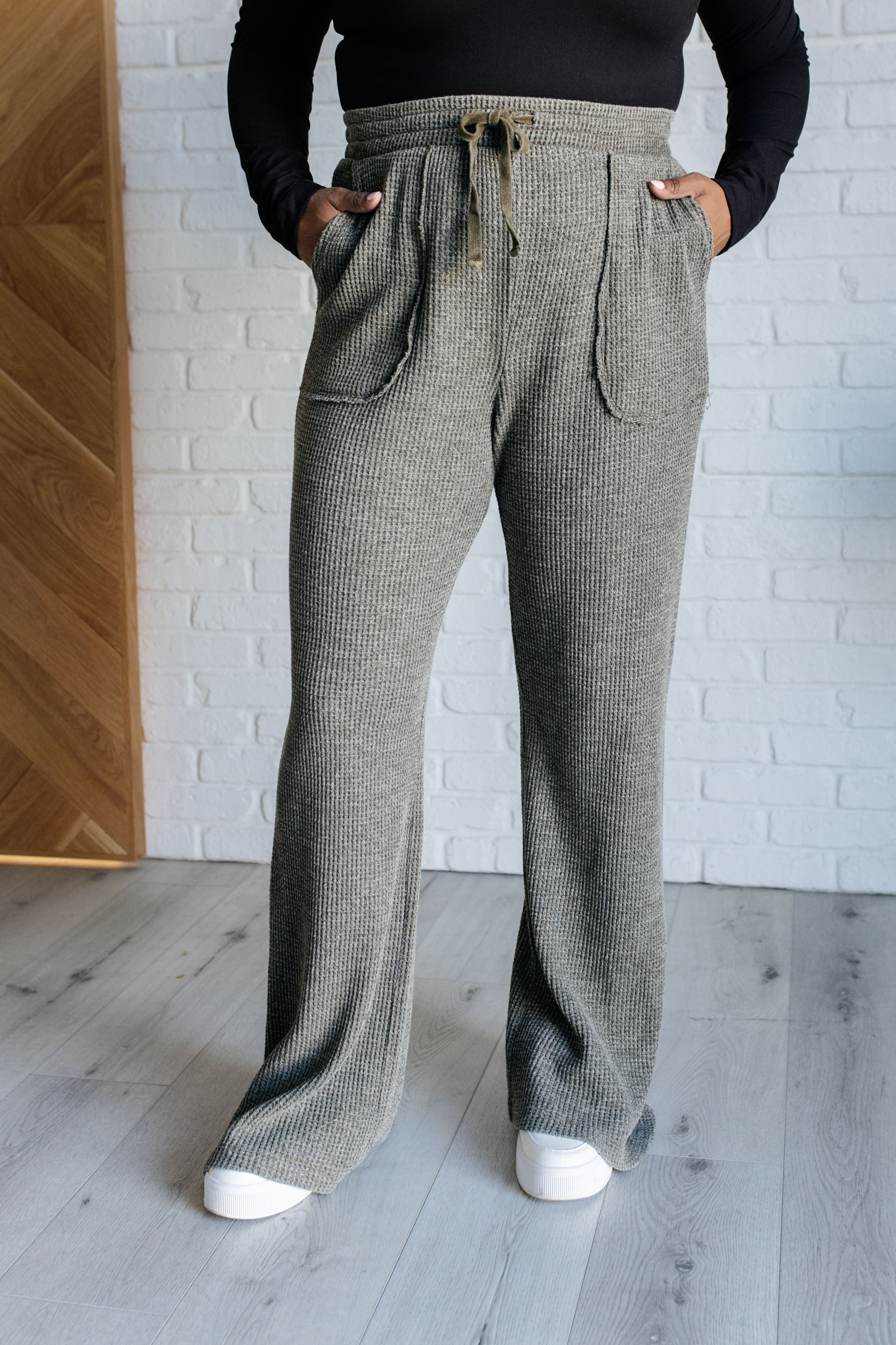 Rae Mode Set Process Mineral Wash Waffle Knit Pants in Olive Ave Shops