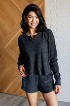 Rae Mode Set Process Mineral Wash Waffle Knit Set in Black Sets