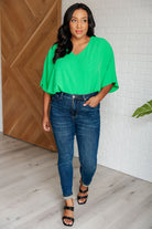 Spin USA Set the Expectation V-Neck Green Top Tops