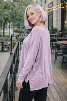 Face It Together Step Hem Purple Pullover Tops