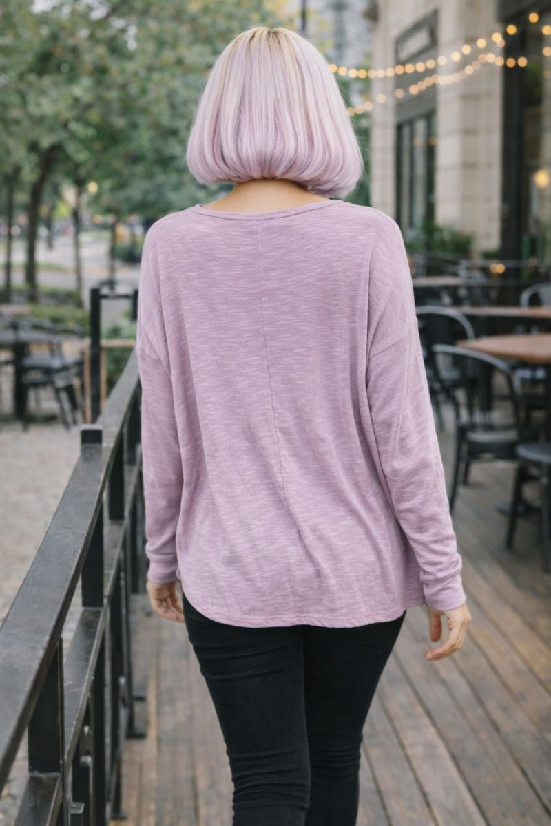 Face It Together Step Hem Purple Pullover Tops