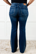 Judy Blue Shannon Mid Rise Rhinestone Detail Flare Jeans Jeans