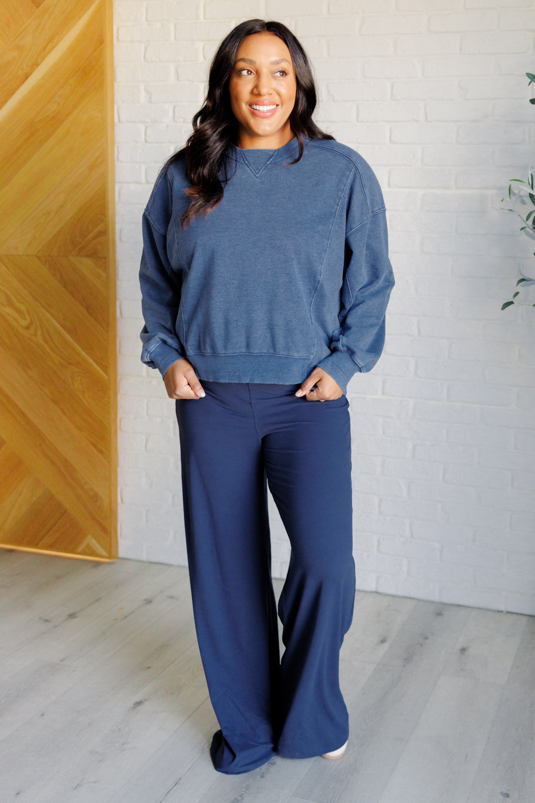 Rae Mode Shavasana Everyday Wide Leg Jumpsuit in Navy Ave Shops