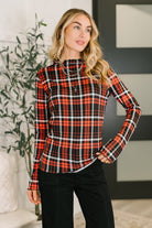 Haptics She's Always Changing Plaid Lettuce Hem Top Womens