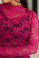 Haptics Sheer Intentions Lace Layering Top Fuchsia Womens
