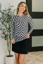 PREORDER: Sheer Long Sleeve Checkered Layering Top in Three Colors Womens