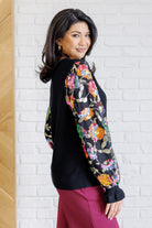 Haptics Floral Sequins Mesh Long Sleeve Sleeve Blouse Tops