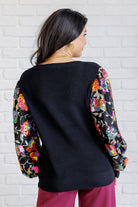 Haptics Floral Sequins Mesh Long Sleeve Sleeve Blouse Tops