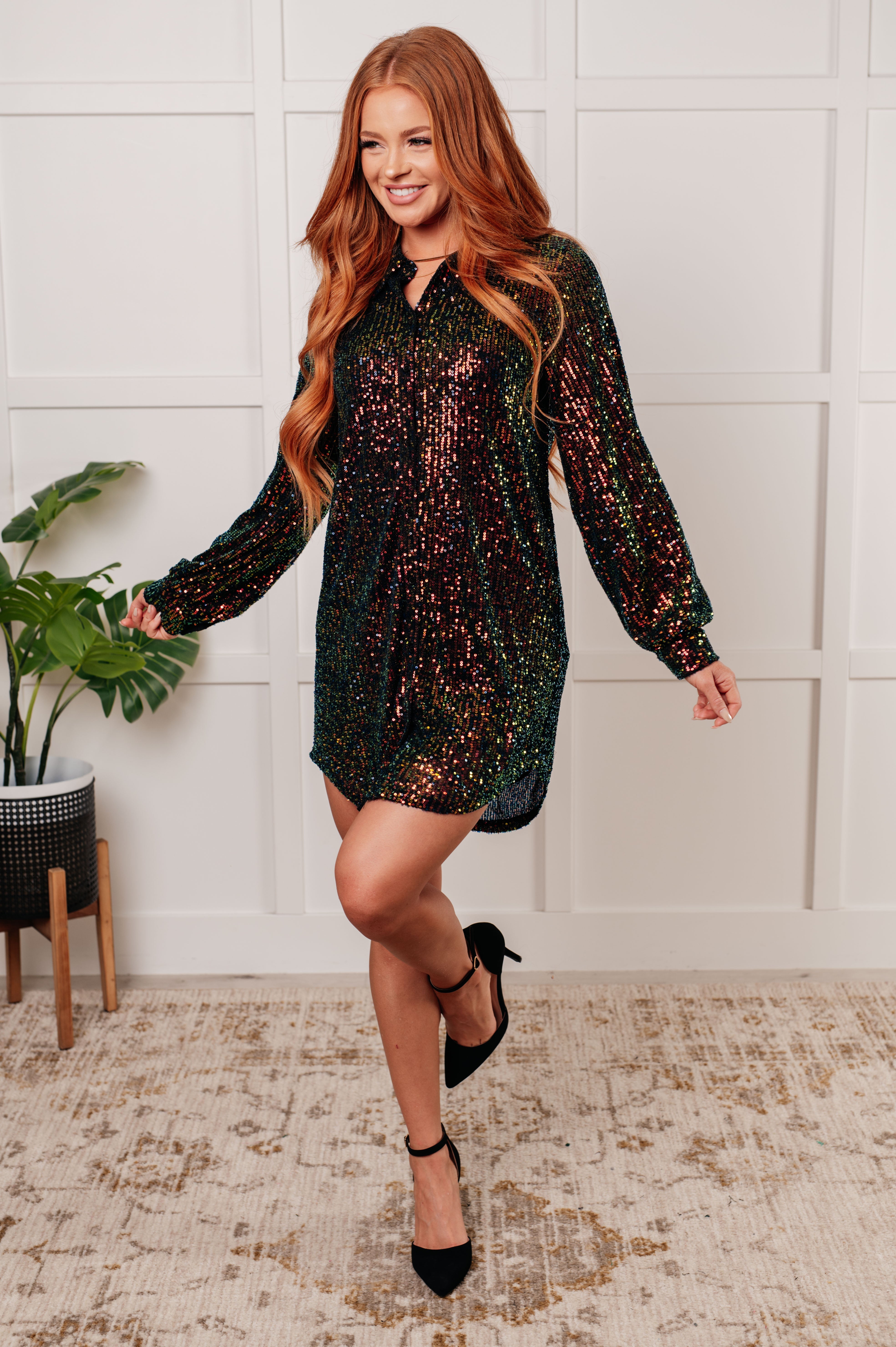 Jodifl Shimmering Splendor Sequin Shirt Dress Ave Shops