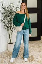 Rae Mode Side Hustle Off Shoulder Long Sleeve Top in Hunter Green Womens