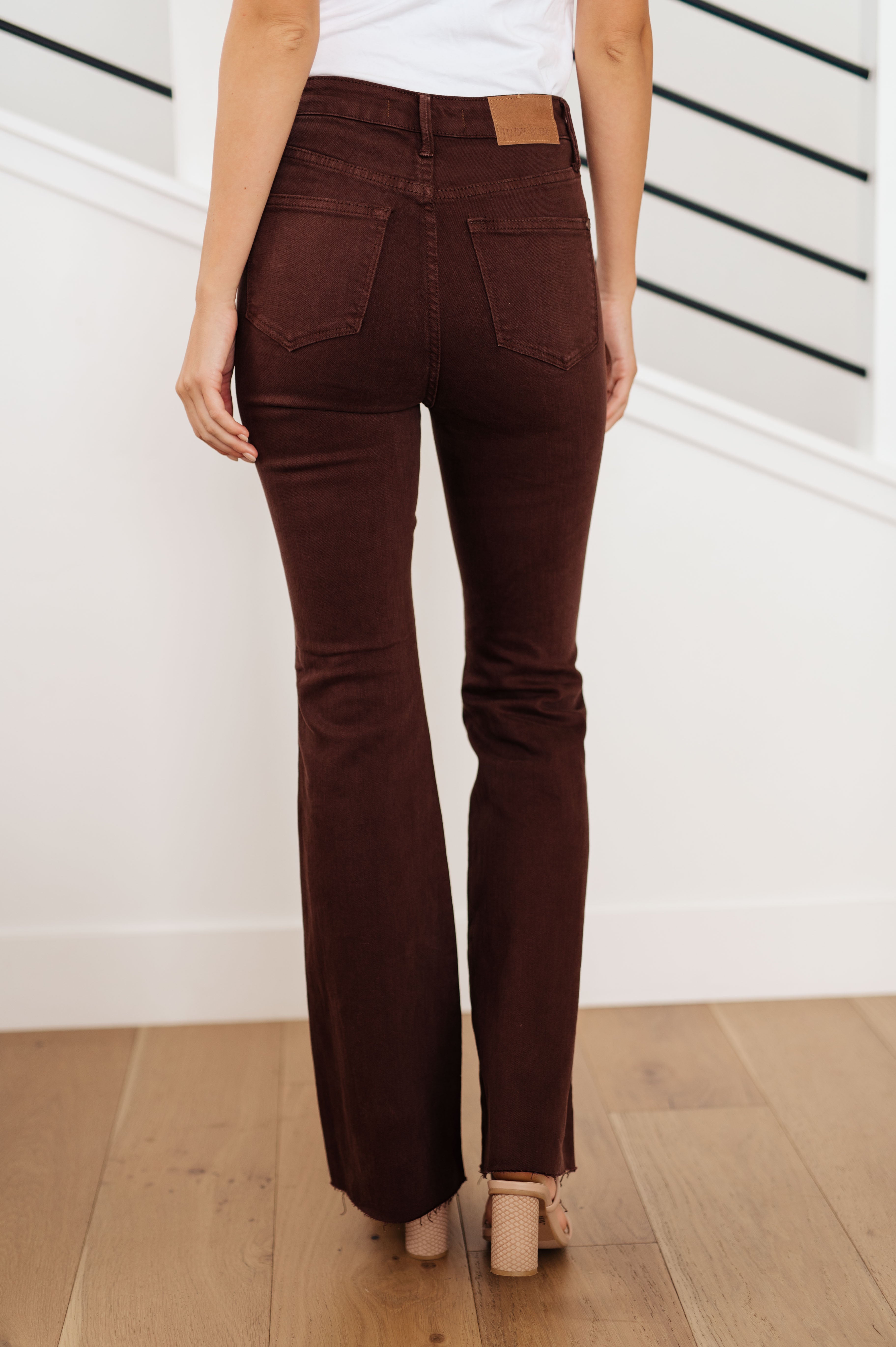 Judy Blue Sienna High Rise Tummy Control Top Flare Jeans in Espresso Ave Shops 10-17-23