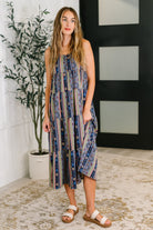 One Eleven North Sierra Spirit Gathered Tiered Dress in Navy Womens