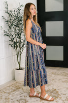 One Eleven North Sierra Spirit Gathered Tiered Dress in Navy Womens