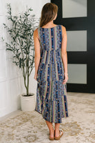 One Eleven North Sierra Spirit Gathered Tiered Dress in Navy Womens
