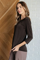 Dear Scarlett Signature Classic Round Neck Top in Chocolate Ave Shops