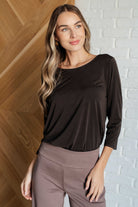 Dear Scarlett Signature Classic Round Neck Top in Chocolate Ave Shops