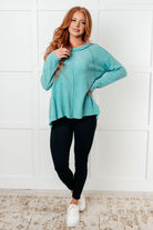 Zenana Simple Silhouette Brushed Hacci Sweater in Dusty Teal Sweater