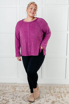 Zenana Simple Silhouette Brushed Hacci Sweater in Light Plum Sweater