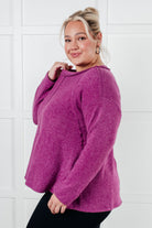 Zenana Simple Silhouette Brushed Hacci Sweater in Light Plum Sweater