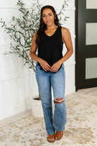 Hyfve Simpler Times Basic V-Neck Tank in Black Womens