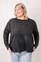 Zenana Basic Ribbed Hacci Sweater in Black Tops