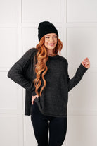 Zenana Basic Ribbed Hacci Sweater in Black Tops