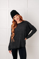 Zenana Basic Ribbed Hacci Sweater in Black Tops