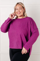 Zenana Basic Ribbed Hacci Sweater in Light Plum Tops