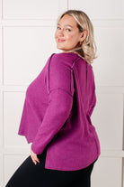 Zenana Simply Basic Ribbed Hacci Sweater in Light Plum Tops