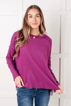 Zenana Basic Ribbed Hacci Sweater in Light Plum Tops