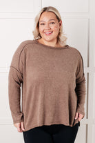 Zenana Basic Ribbed Hacci Sweater in Mocha Tops