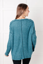 Zenana Basic Ribbed Hacci Sweater in Teal Tops