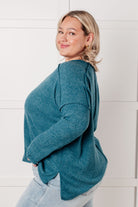 Zenana Basic Ribbed Hacci Sweater in Teal Tops