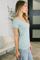 Simply Me Scoop Neck Henley Top Womens