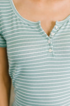 Simply Me Scoop Neck Henley Top Womens