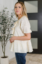 Lovelo Simply Stunning Eyelet Knit Blouse Womens