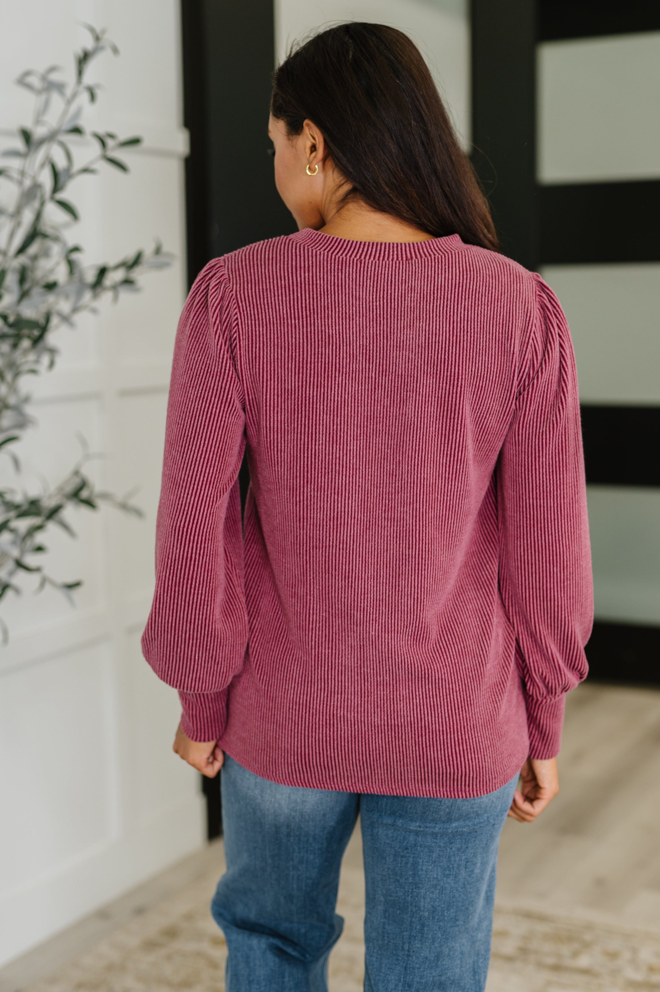 Haptics Simply Styled Balloon Sleeve Knit Top Womens